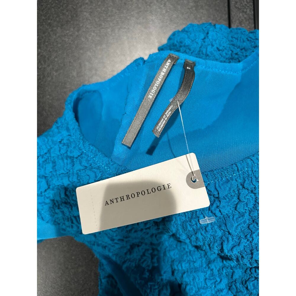 ANTHROPOLOGIE NWT $148 Textured Mini Shift Dress Topaz Blue Size XS - Picture 10 of 12
